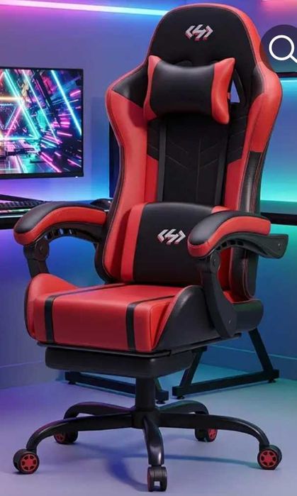 Cadeira gamming gamer, em pele bi color, com massagem