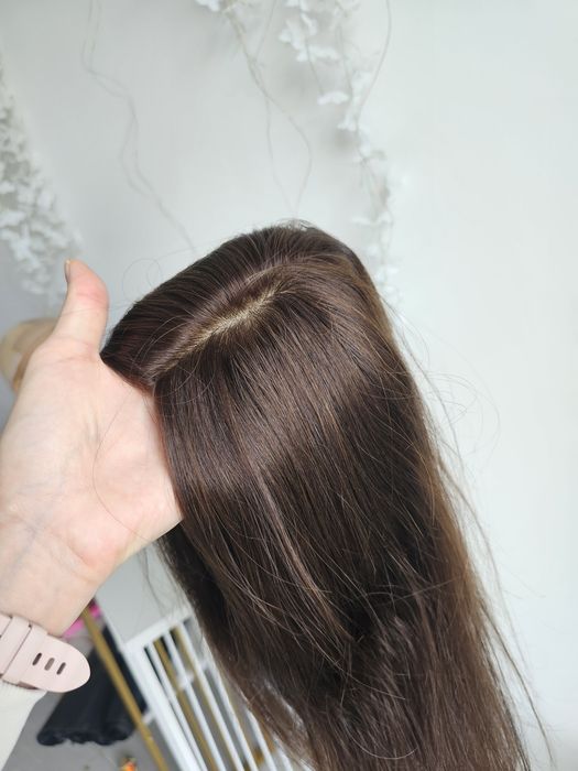 Topper z włosów naturalnych Natalia brąz zagęszczenie tupet