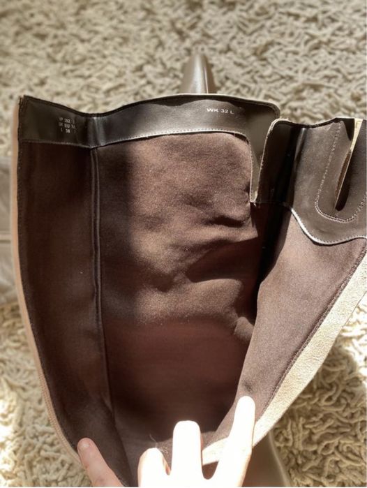 Чоботи-козаки, бежеві/нюдові, НОВІ, натуральна шкіра