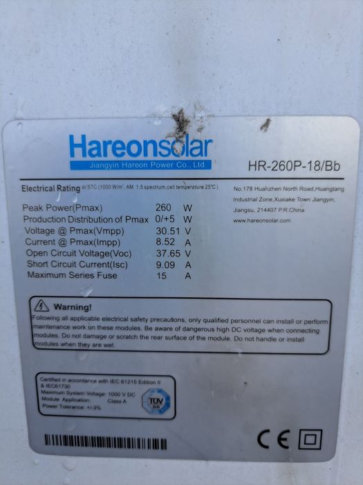 Panel solarny Hareonsolar 269W