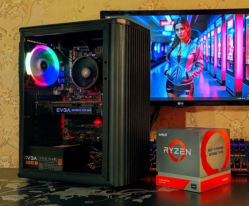 Ryzen 5 2600/GTX1070/ B350/ 16Gb  DDR4 SSD игровой компьютер ПК