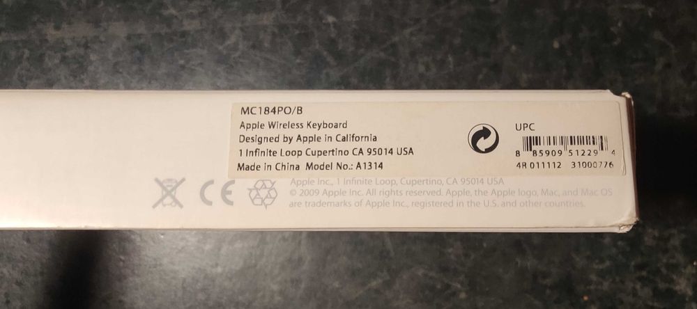 Teclado wireless Apple Modelo A1314