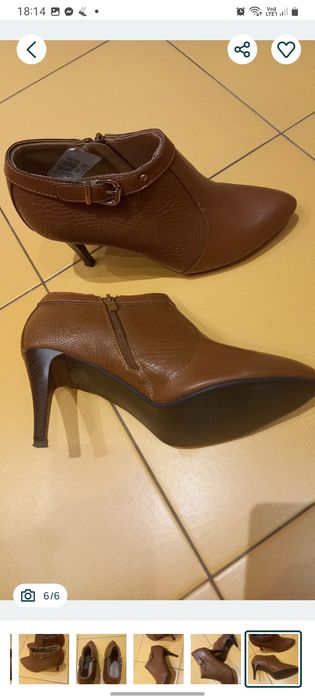 Botki na szpilce brązowe 40 super 26 cm Nowe
