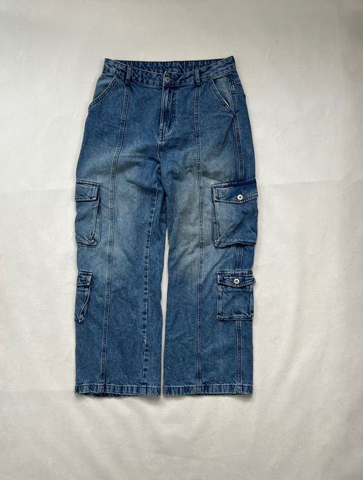 Baggy Spodnie Cargo Multi Pocket Denim Jeans Vintage Y2K