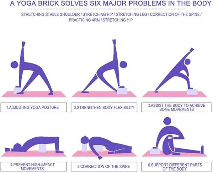 BLOKI do JOGA Pilates Trening Twarde x 2 szt KLOCKI KOSTKI, Kolory MIX