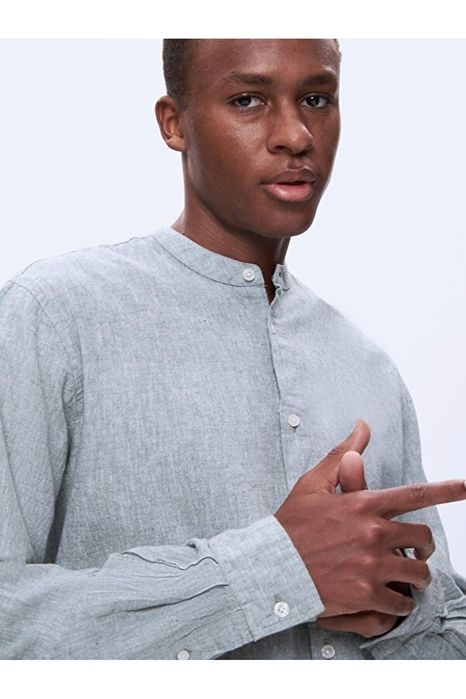 Льняная,мятная рубашка со стоичкой TU Англия