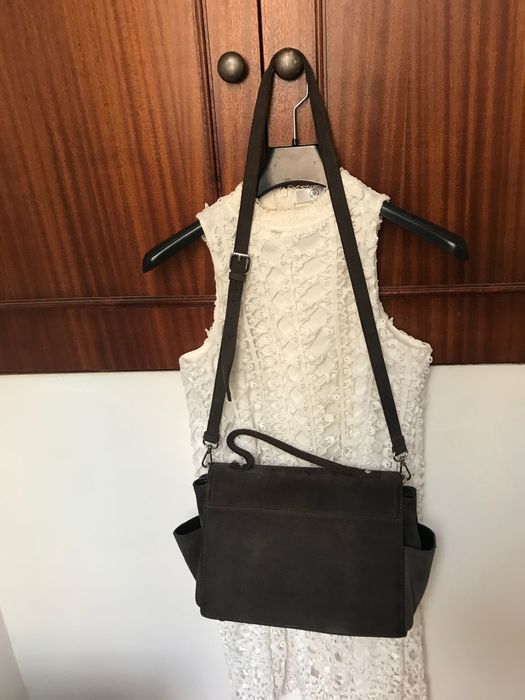 Mala de pele croute antracite, ZARA