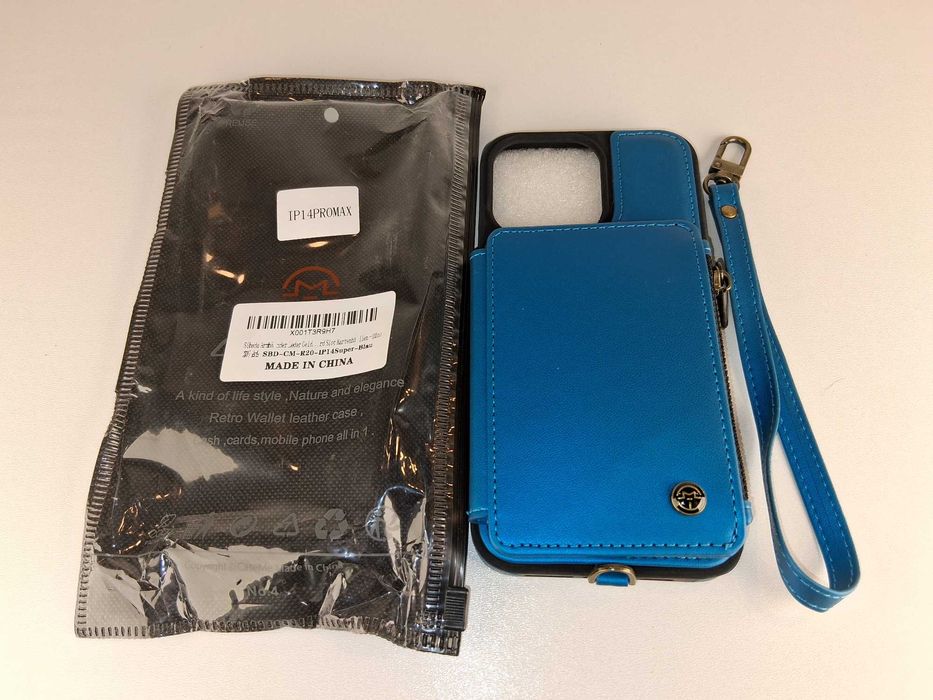 Y004 Etui Portfelowe Z Paskiem Niebieskie Do iPhone 14 Pro Max