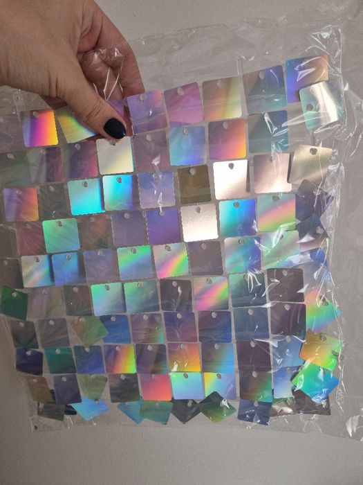 Panele cekinowe srebrne tęczowe