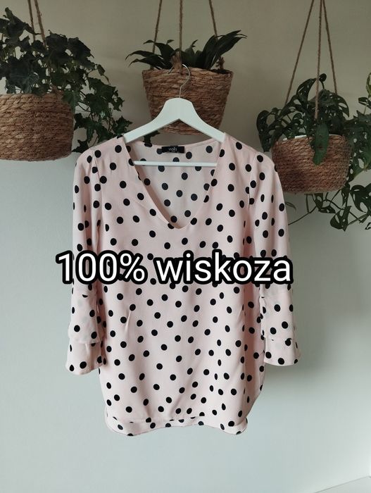 Elegancka bluzka w kropki, grochy, z wiskozy, rękaw 3/4 r. 36 Wallis
