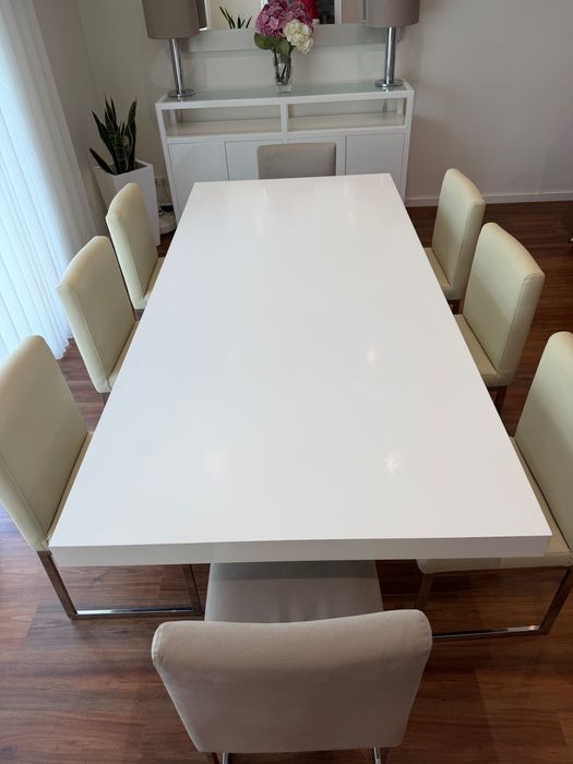 Mobília de sala completa ou Separada - moderna (madeira maciça + mesa + 8 cadeiras + móvel TV)