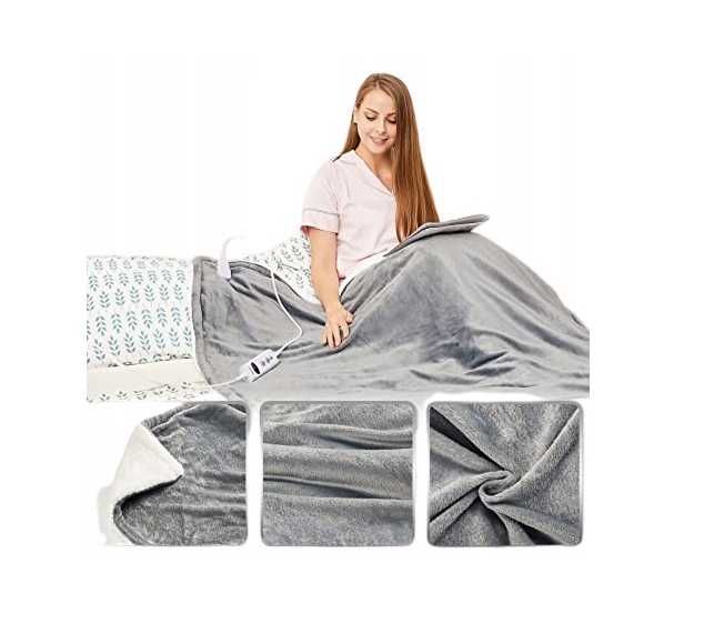 Duży Koc Elektryczny Grzejący 130x160 cm Miękki Timer Pilot