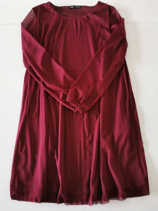 Zwiewna sukienka Sinsay xxs burgundowa siateczka