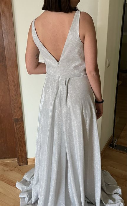 Vestido de cerimónia longo prateado