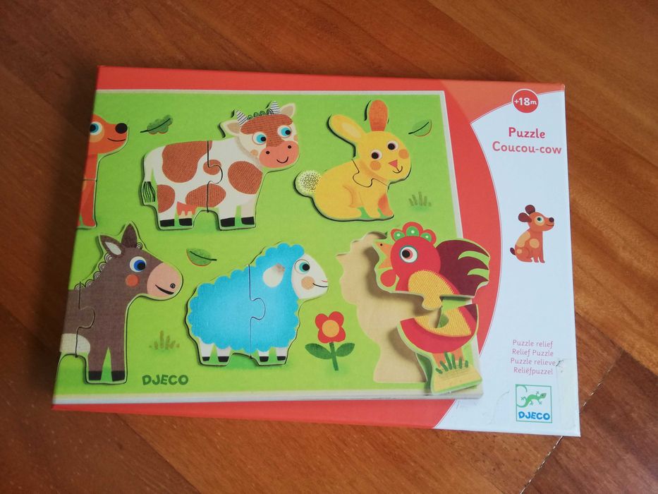 Brinquedo - Coucou Cow - Puzzle de Madeira Formas e Animais | Djeco