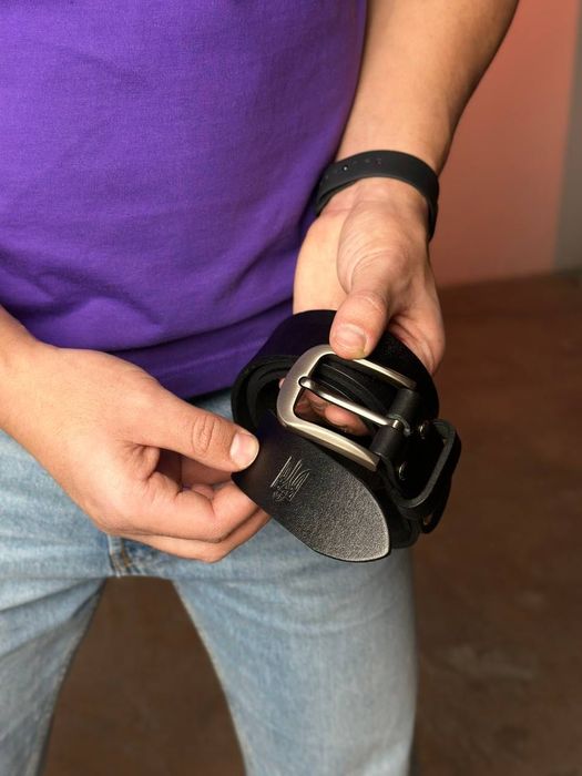 Чоловічий ремінь з натуральної шкіри Герб України