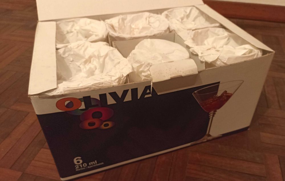 Copos cristal Bohemia-coleção OLIVIA, frisos a ouro, tudo como novo