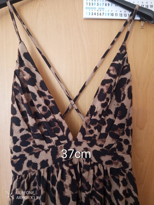 Vestido estampado comprido de alças, 38