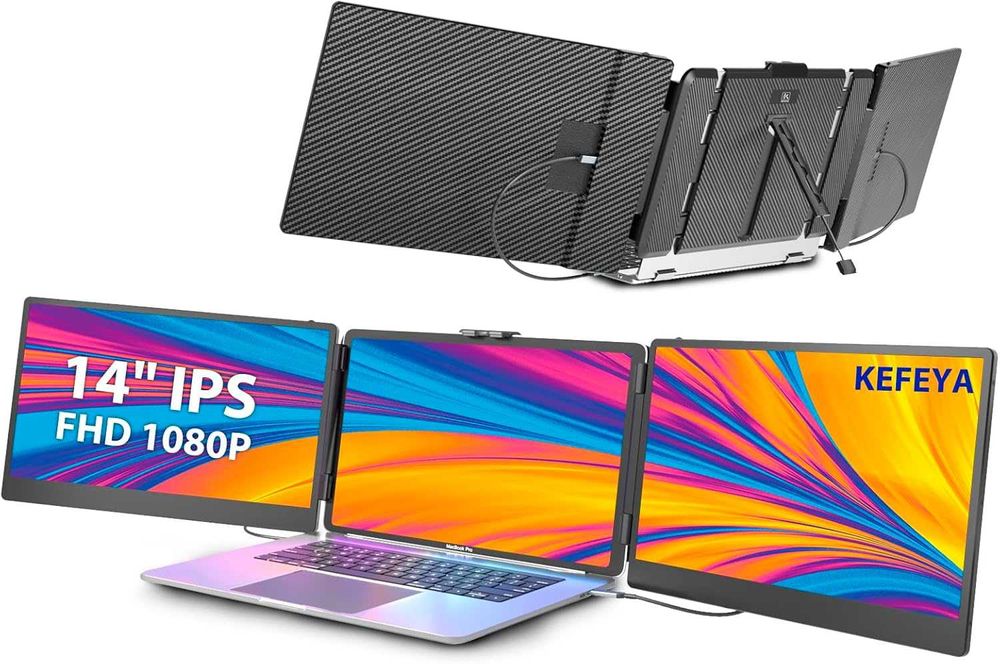 Портативный монитор KEFEYA S2 14"с Двумя дисплеями FHD|IPS|USB C|HDMI