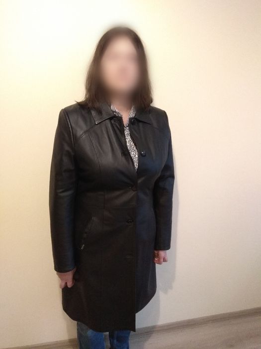 Skóra, elegancki płaszcz skórzany.