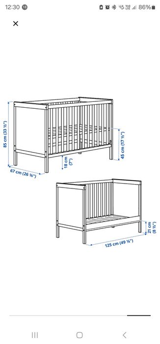 Łóżeczko niemowlęce i komoda przewijak
