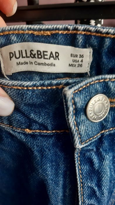 Темно сині шорти Pull&Bear висока посадка шорты