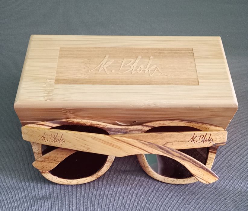 Drewniane okulary K.Blok+drewniane etui