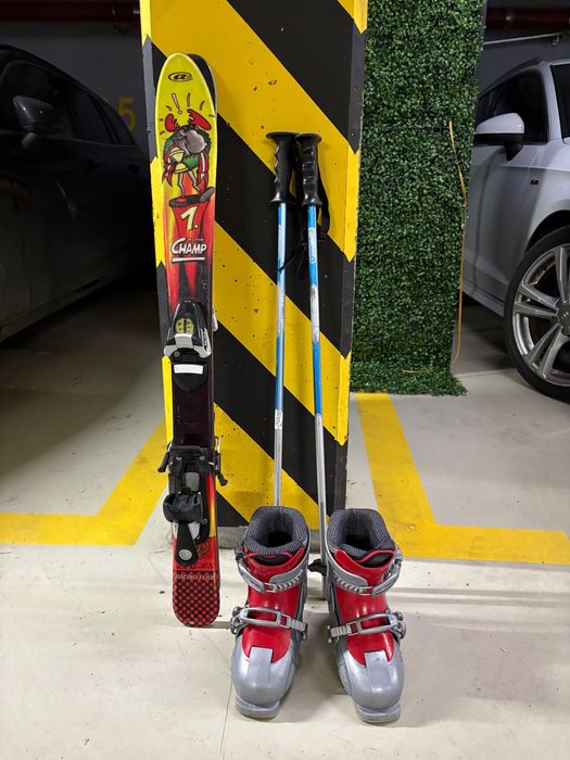 Zestaw narty 90cm, buty + kijki dla dziecka