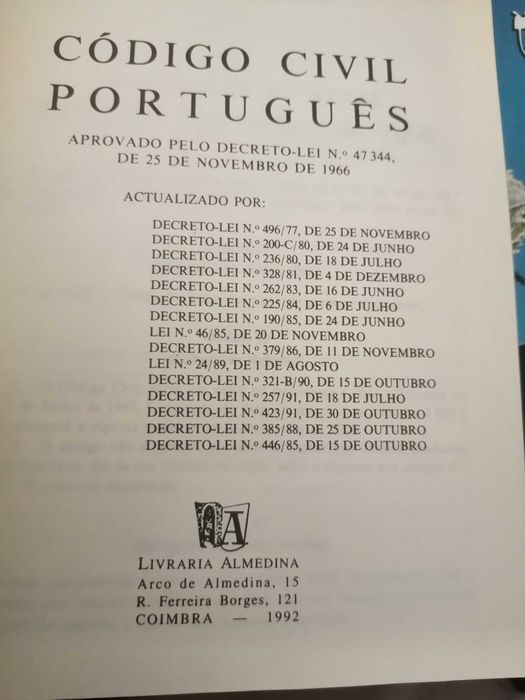 Livro codigo civil 1992