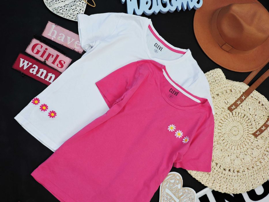 Cleve 2 pack t shirtow stokrotki bawełna S