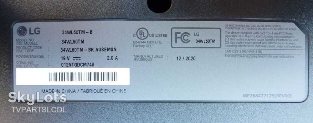 Main Board EAX68884702 1.0 для монітора LG 34WL60