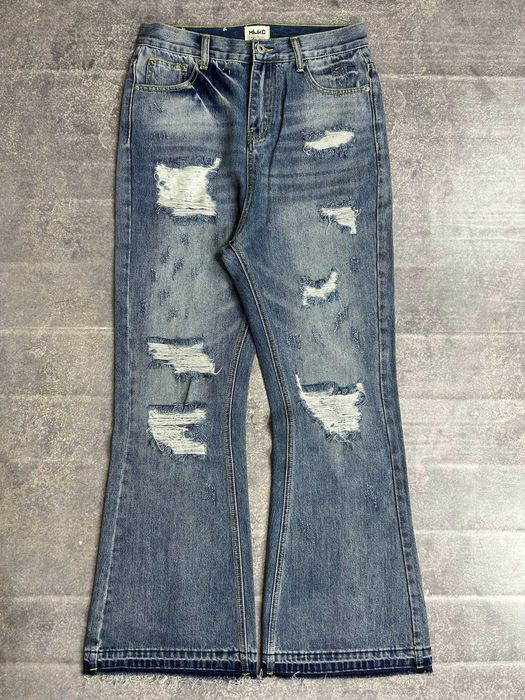 Джинси кльош distressed faded baggy штани archive джинсы сині S M L