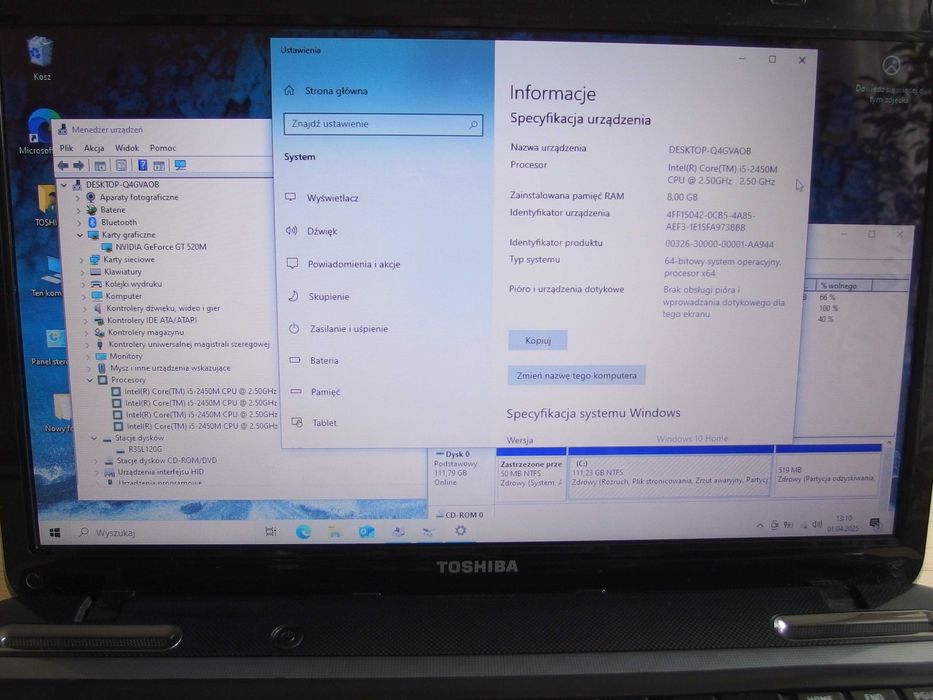 15,6" TOSHIBA L755 intel i5 2,5GHz 8GB RAM 120GB SSD GT-520M ноутбук