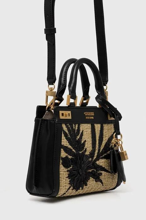 Torebka GUESS Katey listonoszka czarna naturalna