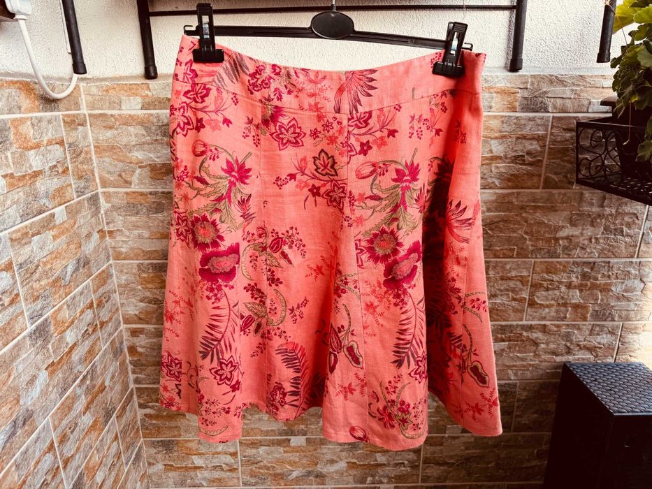 Marks&Spencer - j.nowa orange kwiaty letnia z lnem 42!