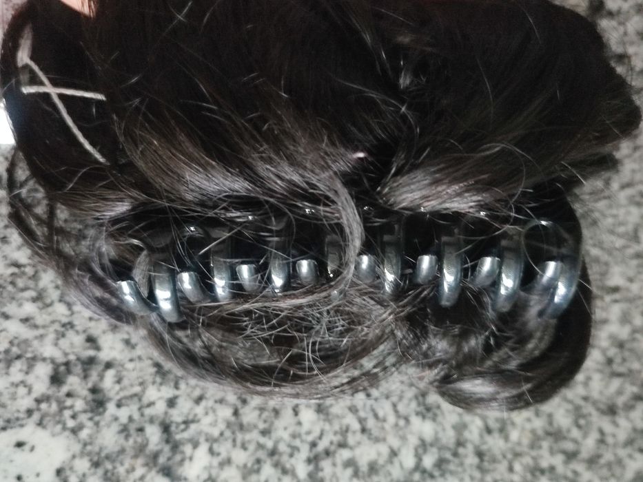 aplique de cabelo humano preto natural  para penteados