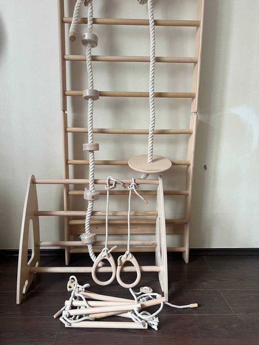 Детская шведская стенка с турником WoodandHearts