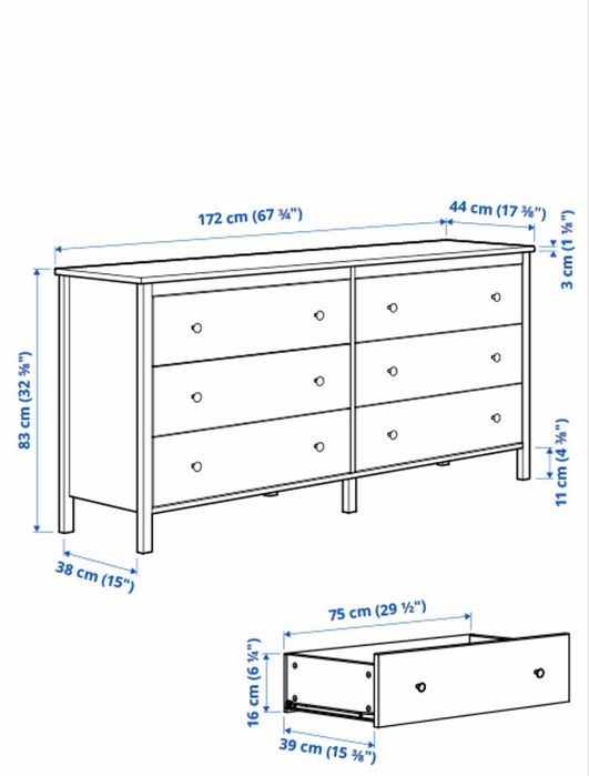 Cómoda 6 gavetas Ikea Koppang