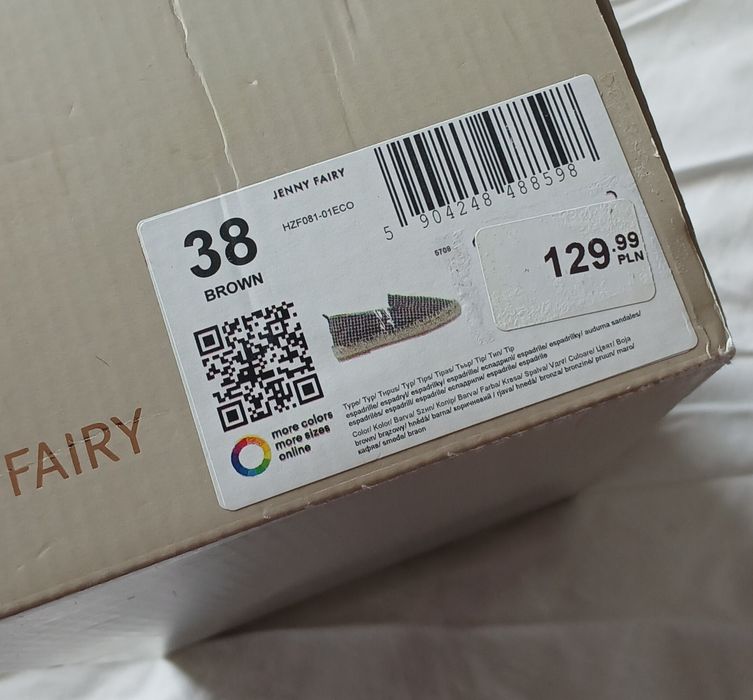 Espadryle. Nowe? Rozm.38 kratka biało brązowa