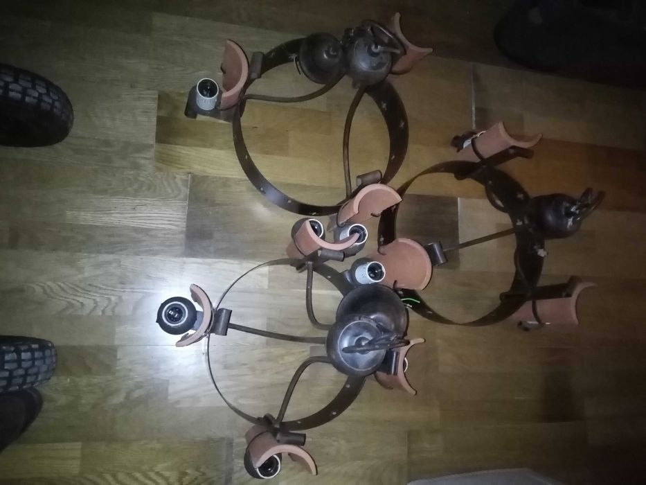 3 Candeeiros + 3 Apliques  (Ferro e Telha)
