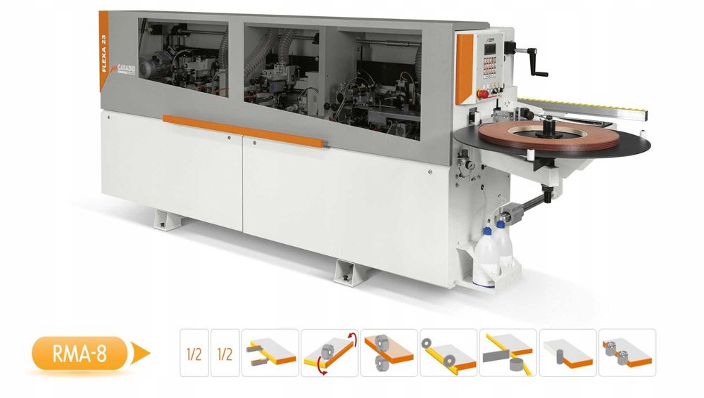 Okleiniarka CASADEI FLEXA 23,  Frezowanie wstępne, Naroża, Cykliny