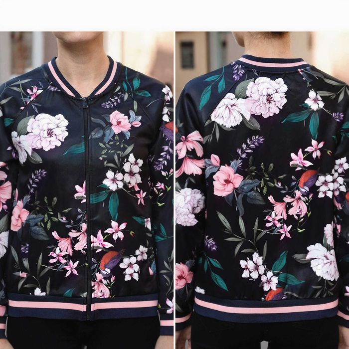 Bluza Kurtka Narzutka damska Bomberka Wzory Kwiaty House - S / 36
