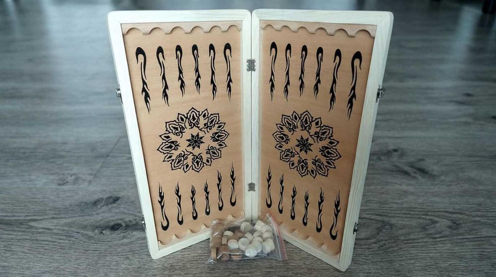 Нарды игровые, настольная игра, фишки дерево бук
