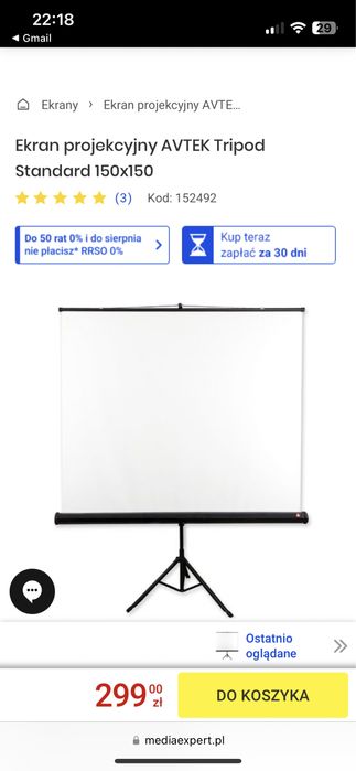 Ekran projekcyjny AVTEK Tripod Standard 150x150