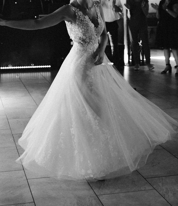 Suknia ślubna boho rustykalna odkryte plecy - Tom Sebastien XS/S