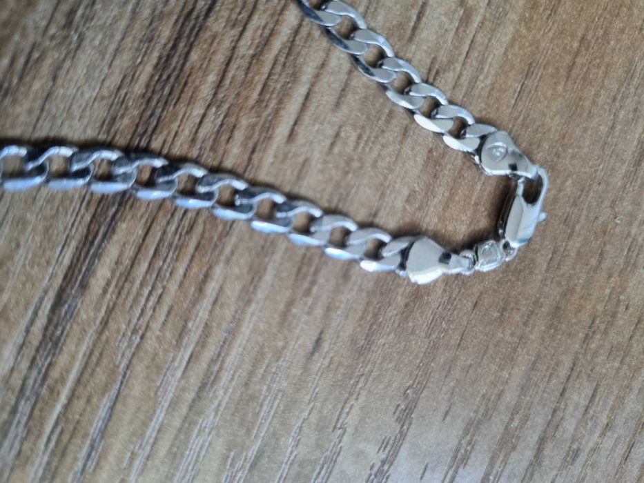 Męski Łańcuszek kolor srebrny Stal Pozłacana , Chirurgiczna Dł. 49cm , szer.5mm