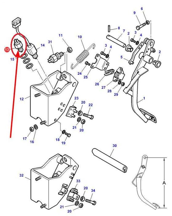Czujnik Pedału Sprzęgła (Trzpień) Massey Ferguson