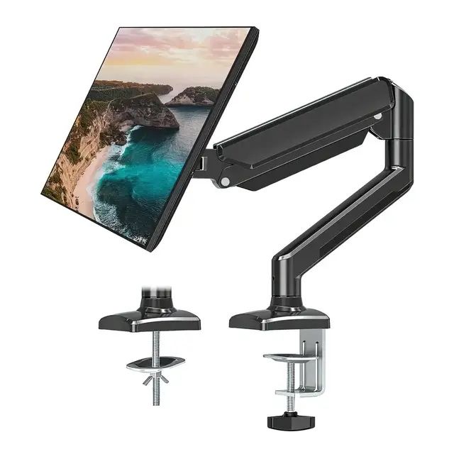 Настільний кронштейн для монітора F80 17–32″ до 9 кг, газліфт, поворот 360°, нахил, VESA 75×75/100×100 мм