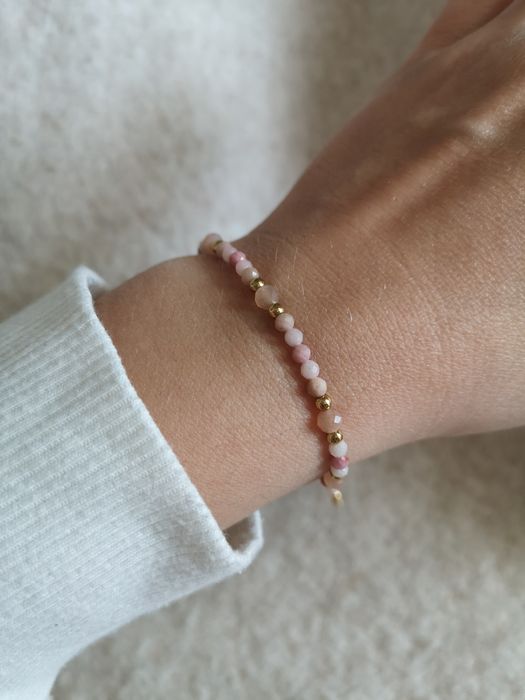 Bransoletka z kamieni naturalnych Rodonit Opal Słoneczny
