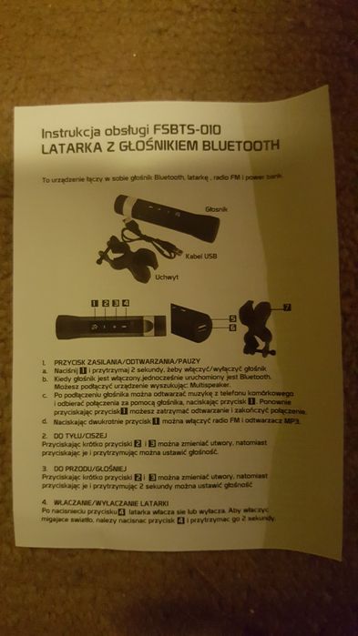 Latarka z głośnikiem Bluetooth Multi Speaker FSBTS-010 Black Universal